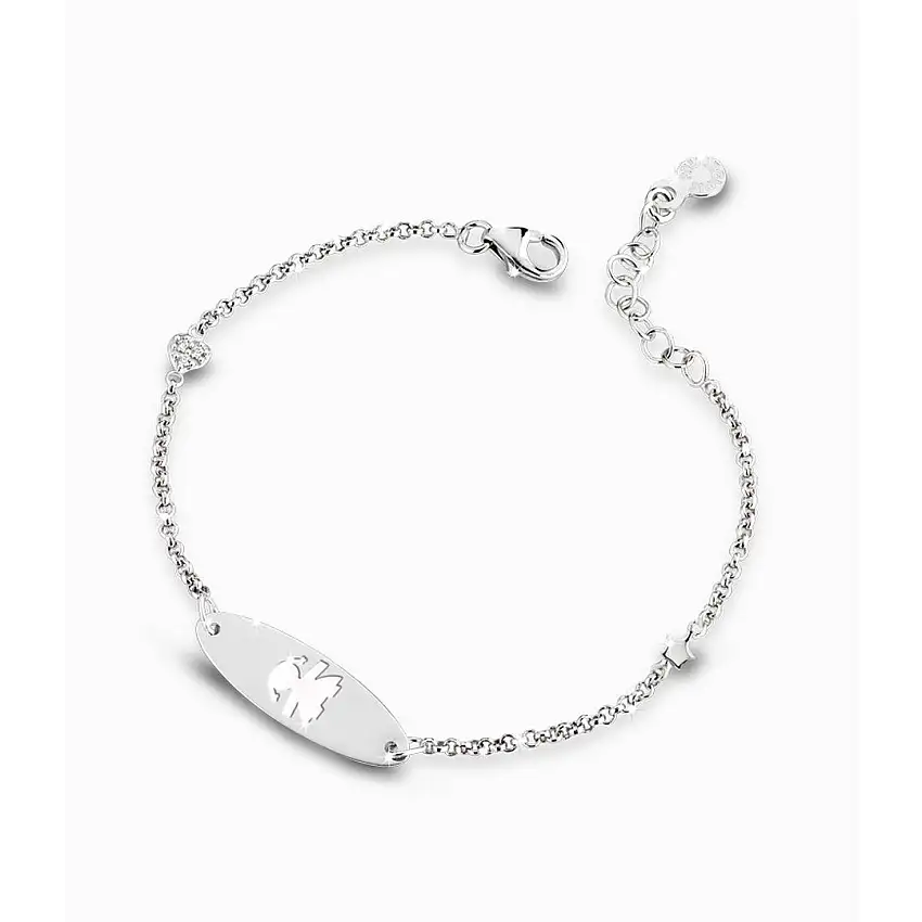 leBebè Women's Bracelet in White Gold with Central Plate Depicting a Baby Girl - pmg017