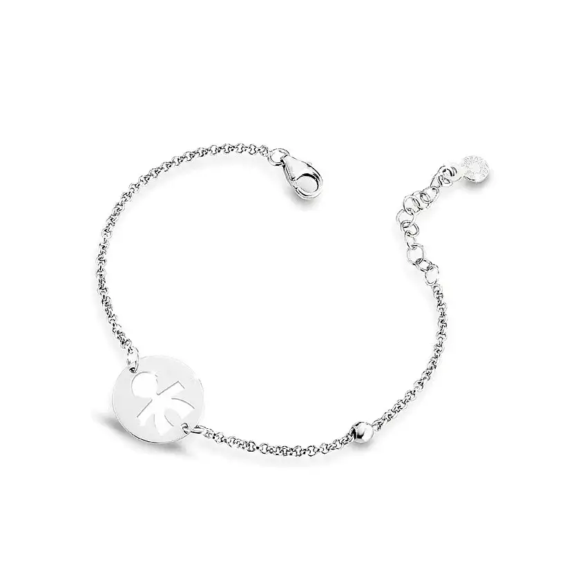 Women's Bracelet leBebè White Gold with Round Central Plate Depicting White Baby - pmg022