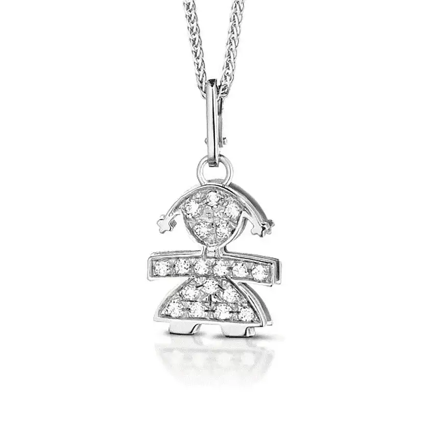 leBebè Bimba Women's Necklace in White Gold with Diamond Pave - lbb012
