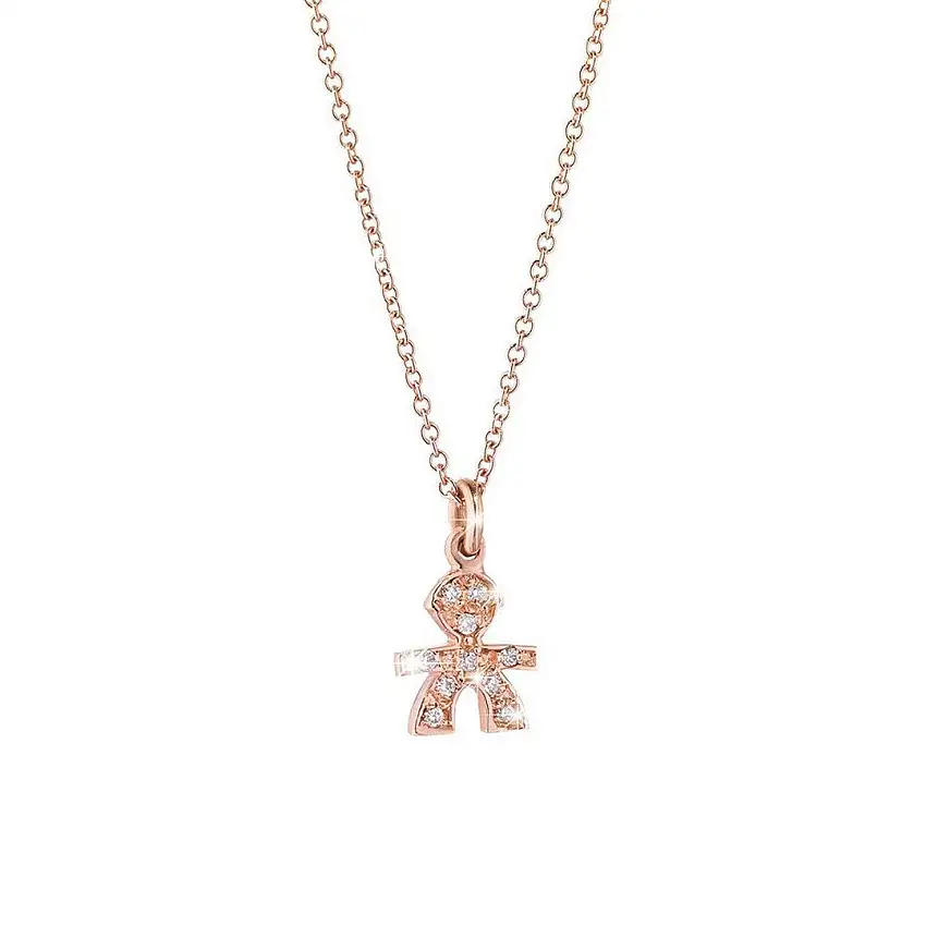 leBebè Women's Necklace in Rose Gold with Baby in Diamond Pave - lbb323