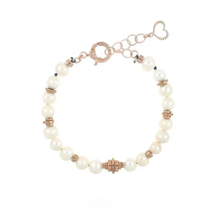 Maman et Sophie Men's Bracelet White Pearls Tancredi - BRTANPE