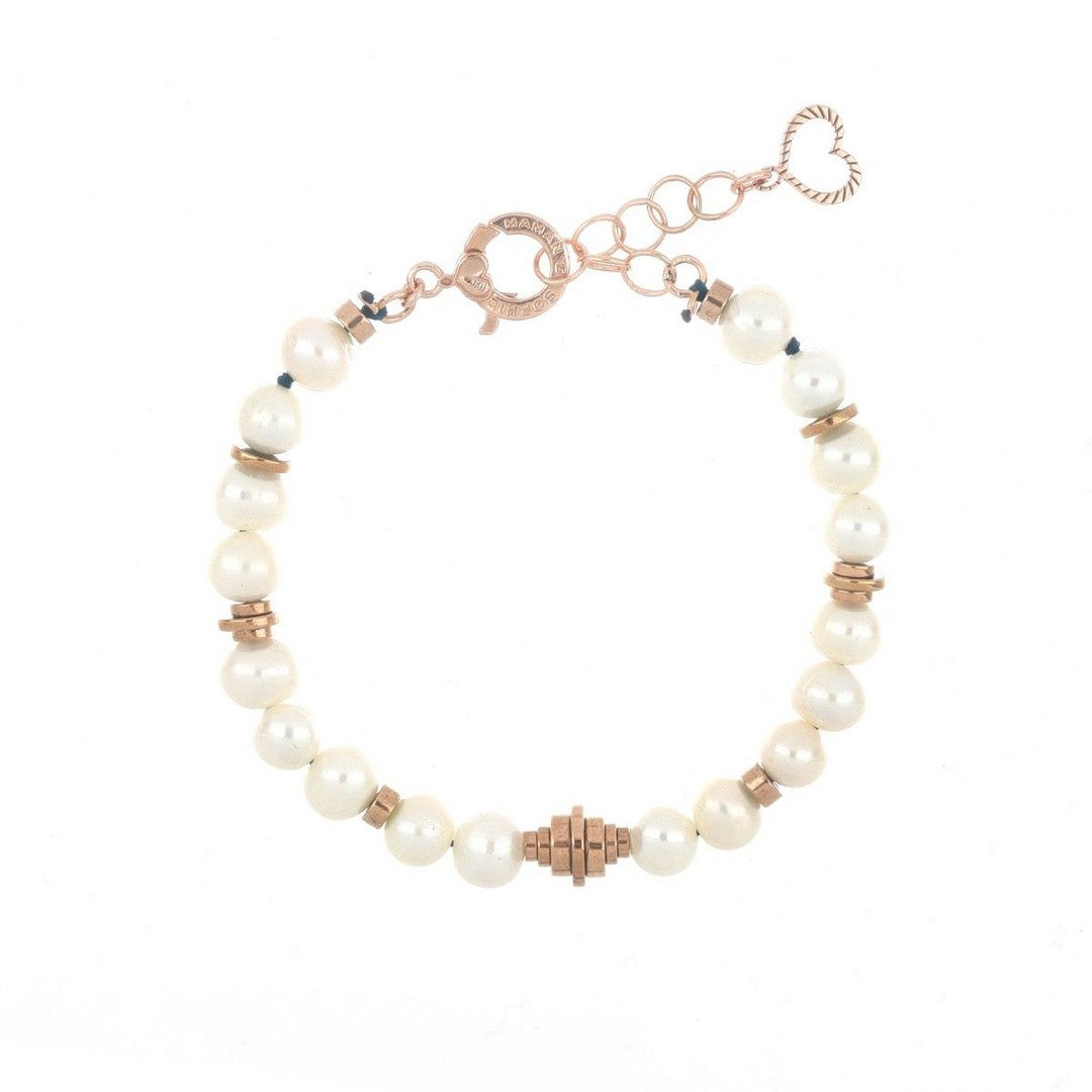 Maman et Sophie Men's Bracelet White Pearls Tancredi - BRTANPE