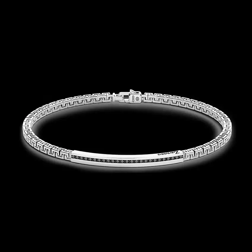 Zancan Men's Bracelet in 925 silver and black zirconia in central plate - EXB729