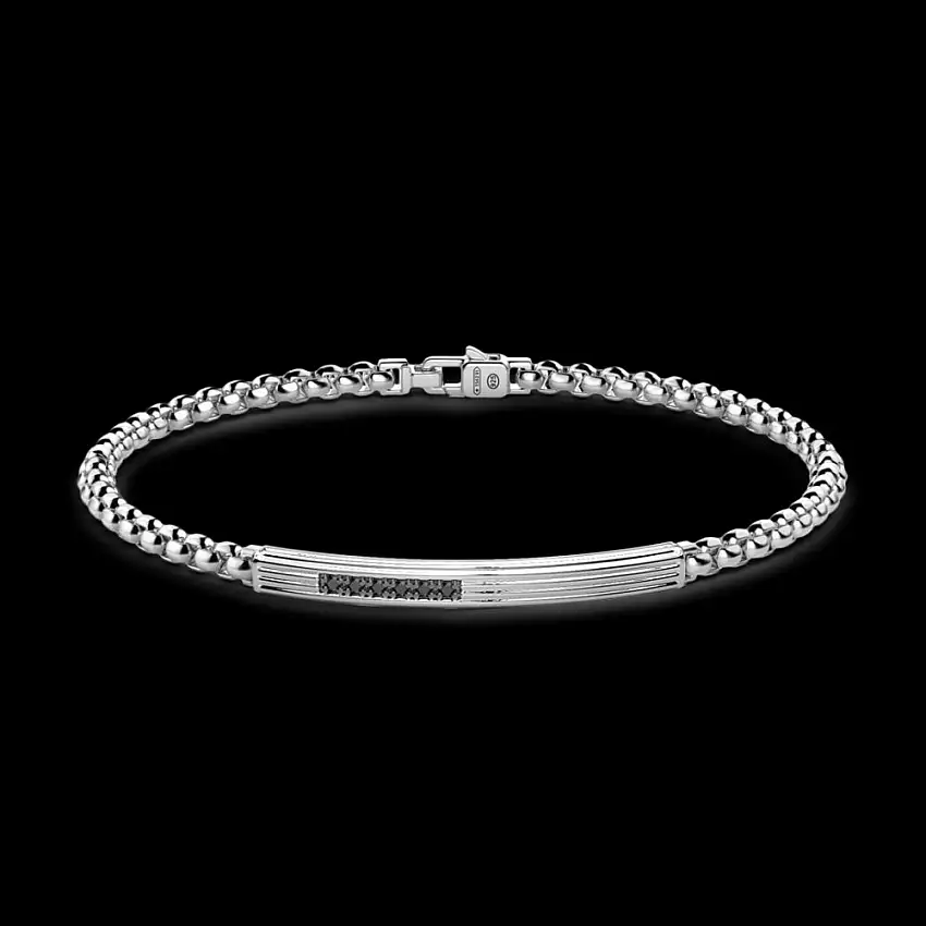 Zancan Men's Bracelet in 925 Silver with Black Zircons - EXB955