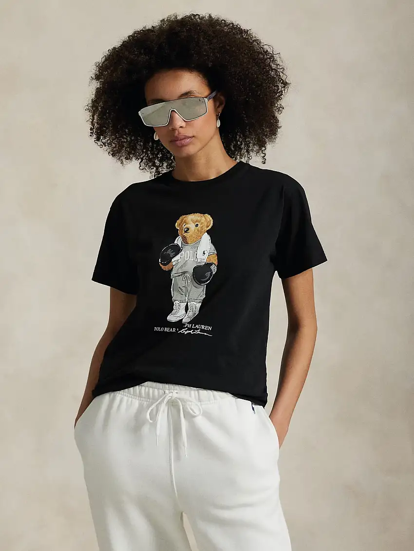Maglietta Girocollo con Polo Bear Boxeur Nero
