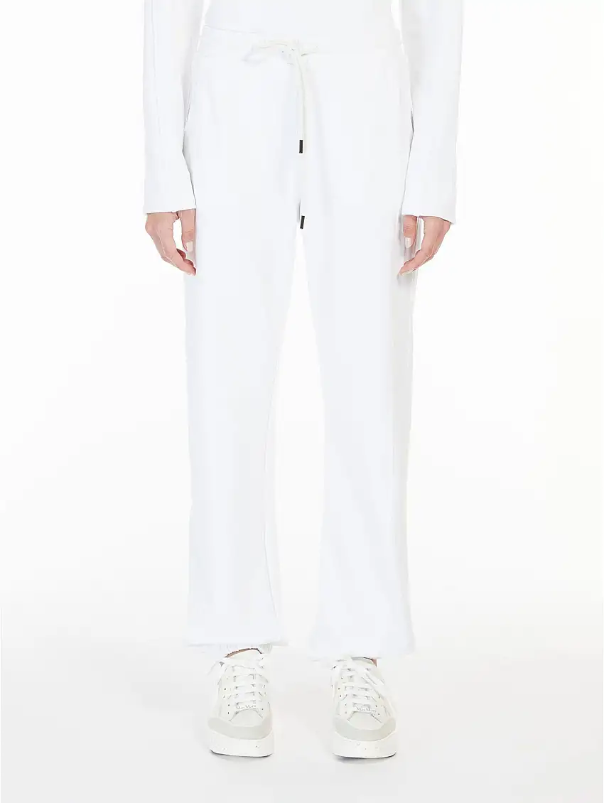 Pantaloni Jogging con Banda Tono su Tono Bianco