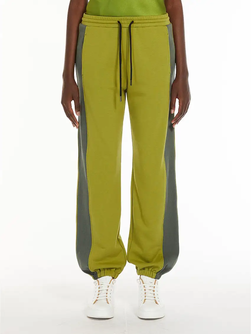 Pantaloni Jogging con Banda a Contrasto Verde Acido