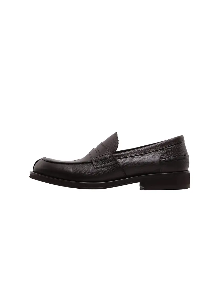 Mocassino Penny Loafer in Pelle Martellata Testa di Moro