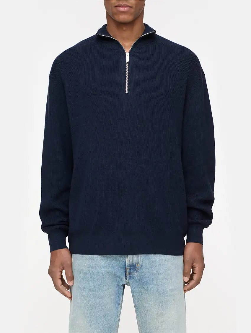 Maglia con Mezza Zip Blu