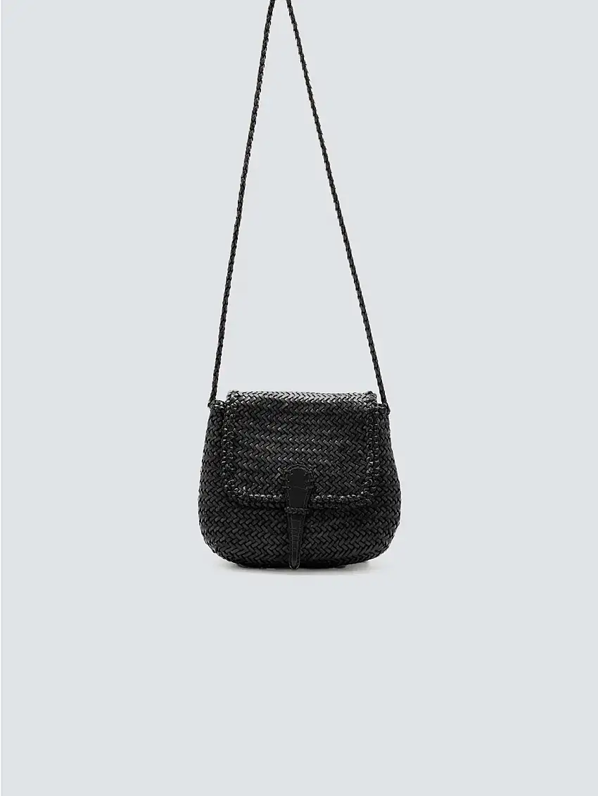 Borsetta a Tracolla in Pelle Intrecciata Mini City Nero