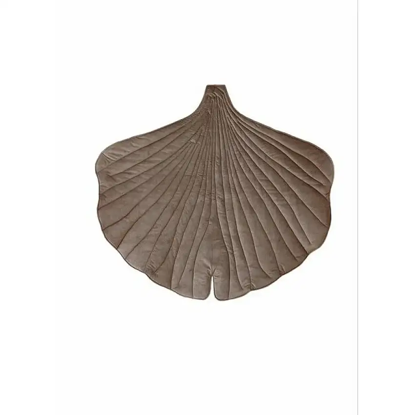 Tappeto in velluto a foglie di ginkgo per bambini Moi Mili "Beige Foncé" [Misura 110 x 120 cm]