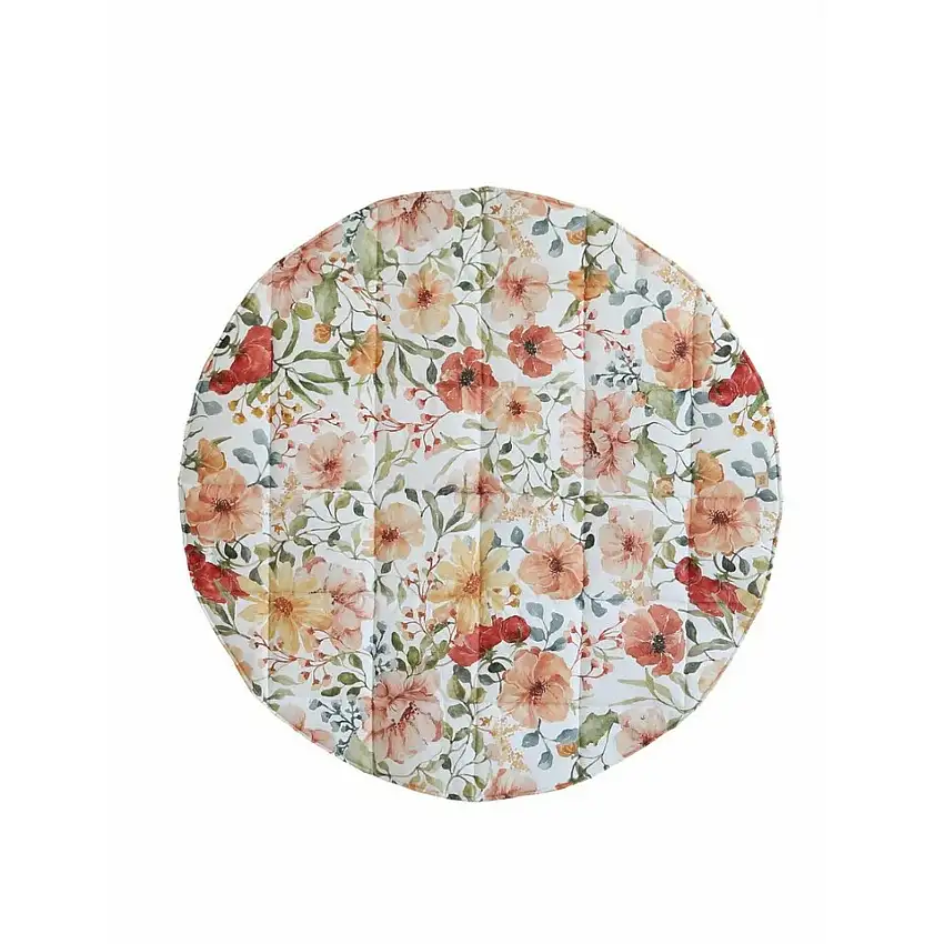 Tappeto rotondo in cotone per bambini Moi Mili "Flower Power" [Misura 120x120 cm]