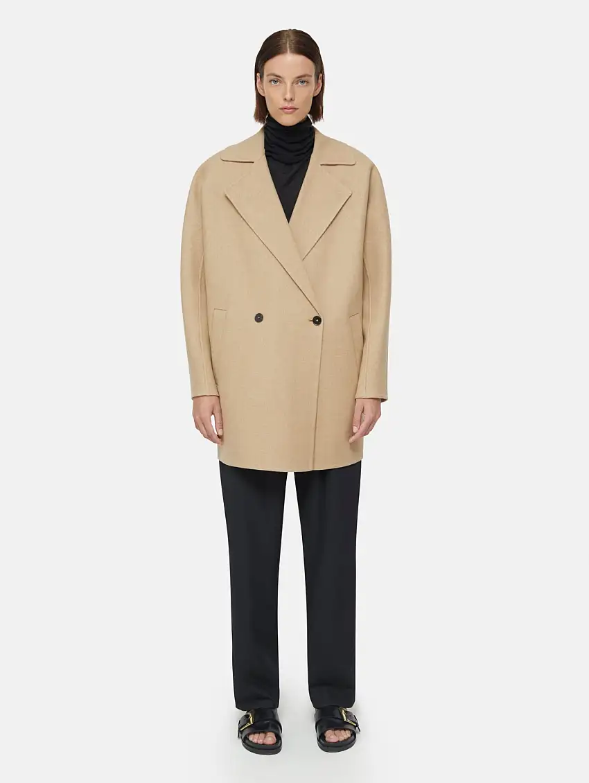 Cappotto Corto Doppio Petto Beige