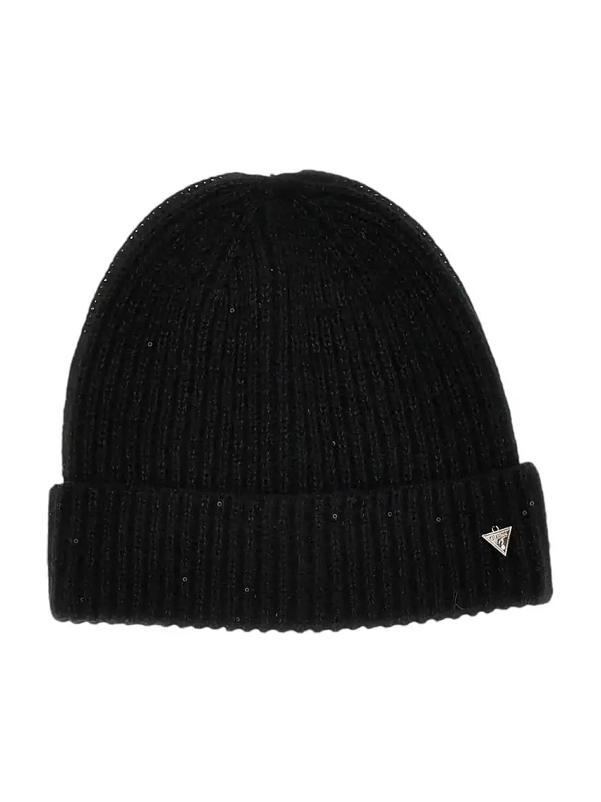 GUESS Women's Hat BEANIE WOOL LUREX AW5236 WOL01 BLA Black