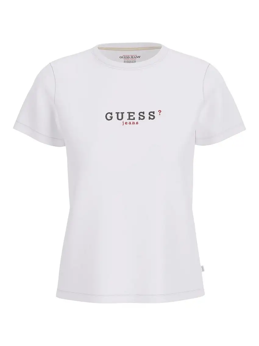 GUESS Women's T-shirt GJ SS CN REG 3D EMBR GUESS TEE W5RI54 J1314 G011 White
