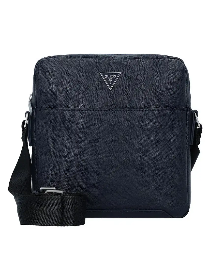 GUESS Men's SAFFIANO ECO TOP ZIP CROSSBODY HMTOSA P4258 DBU Blue Shoulder Bag