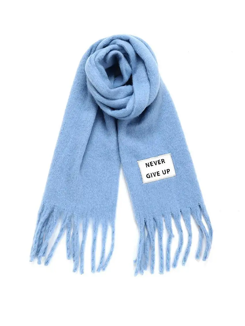 Maxi Sciarpa Never Give Up Celeste