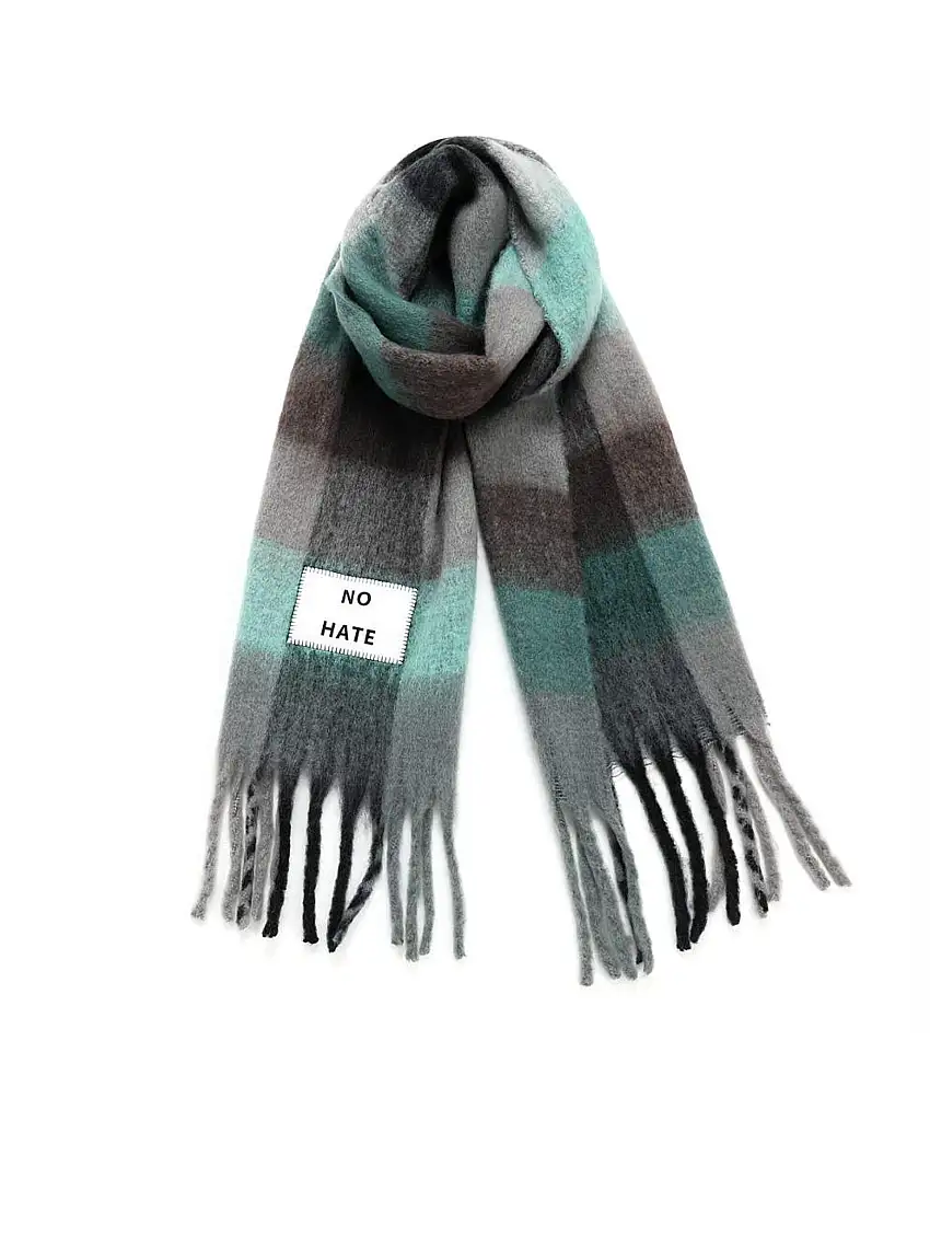 Maxi Sciarpa No Hate Verde/Grigio