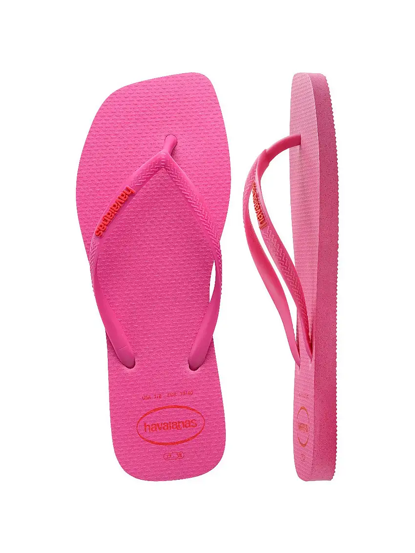HAVAIANAS Women's Flip Flops Hav. Slim square logo pop up 4148959.5784 Pink