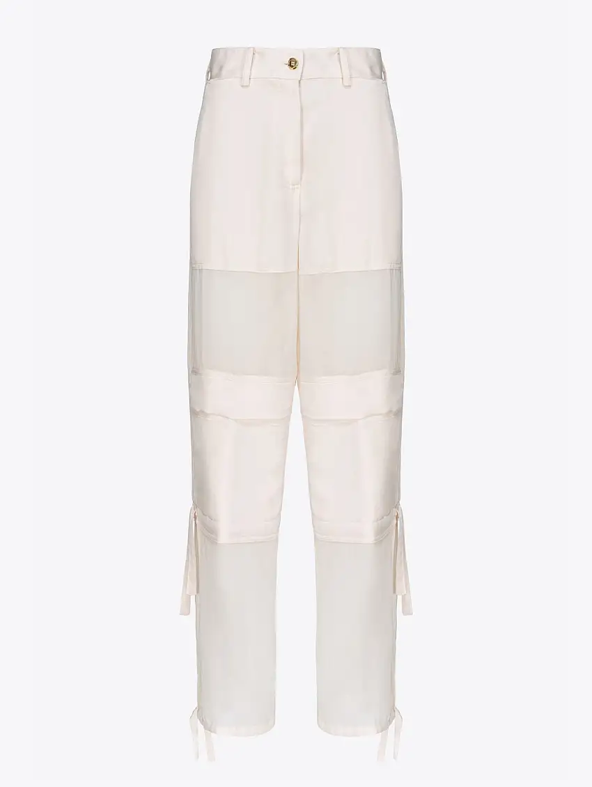 Pantaloni Cargo con Semitrasparenze Bianco