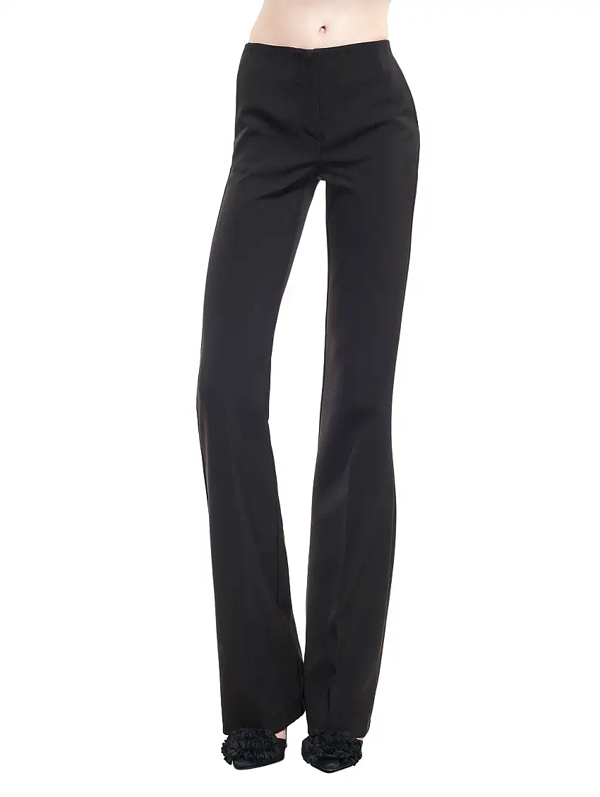 Pantaloni a Zampa in Crepe Punto Stoffa Nero