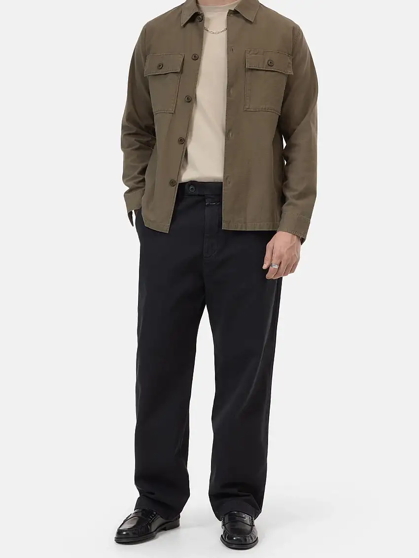 Pantaloni in Twill di Cotone a Vita Alta Nero