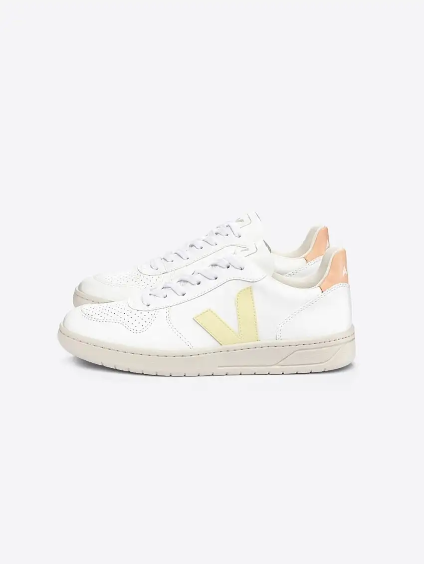 Sneaker in Pelle Vegana V-10 Giallo/Pesca