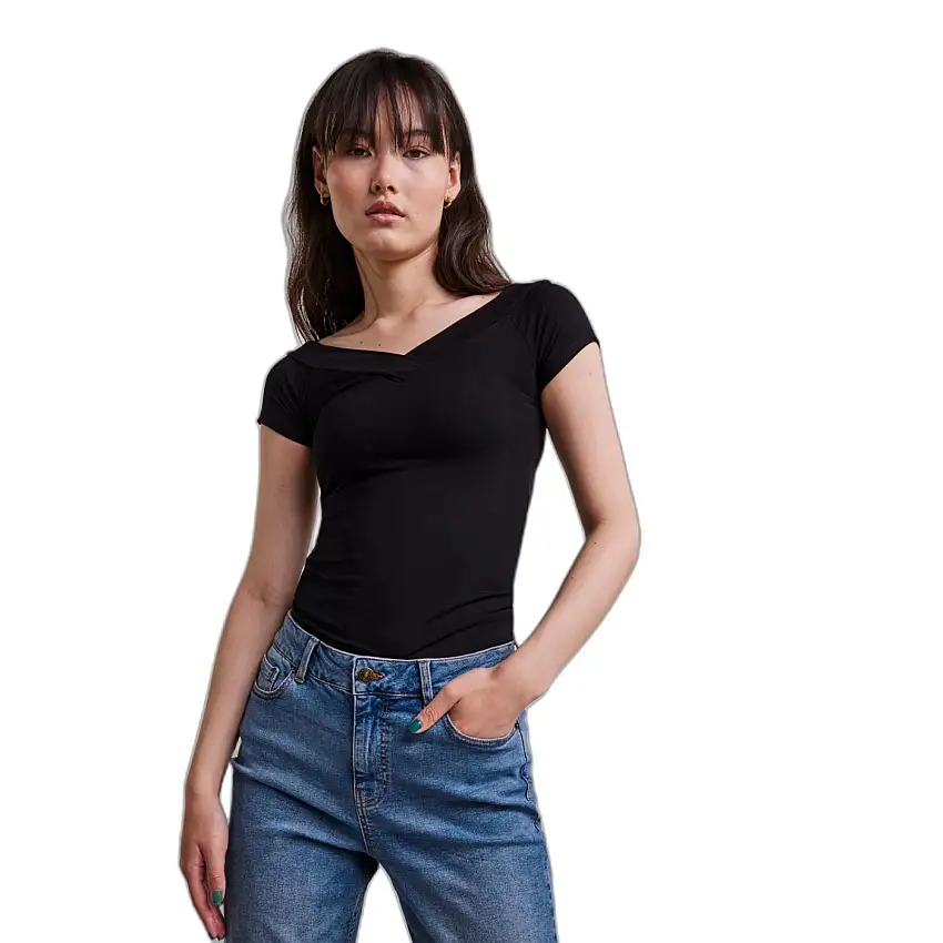 Maglietta da donna con scollo a V e senza spalle Pieces Maliva