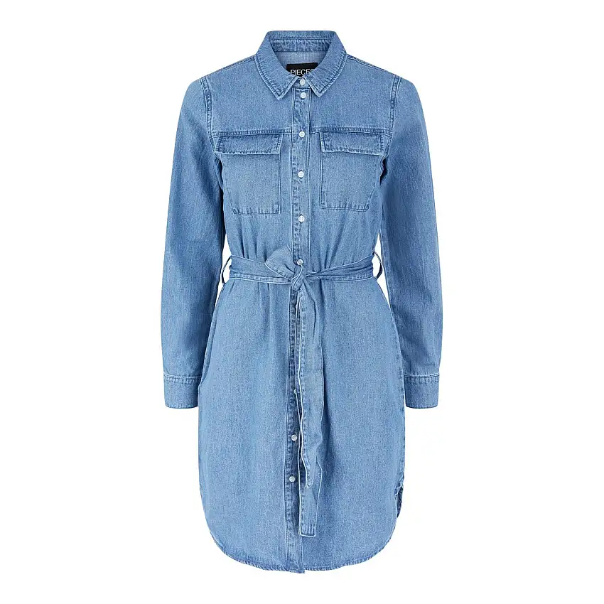 Abito donna in denim a maniche lunghe Pieces Cosalina