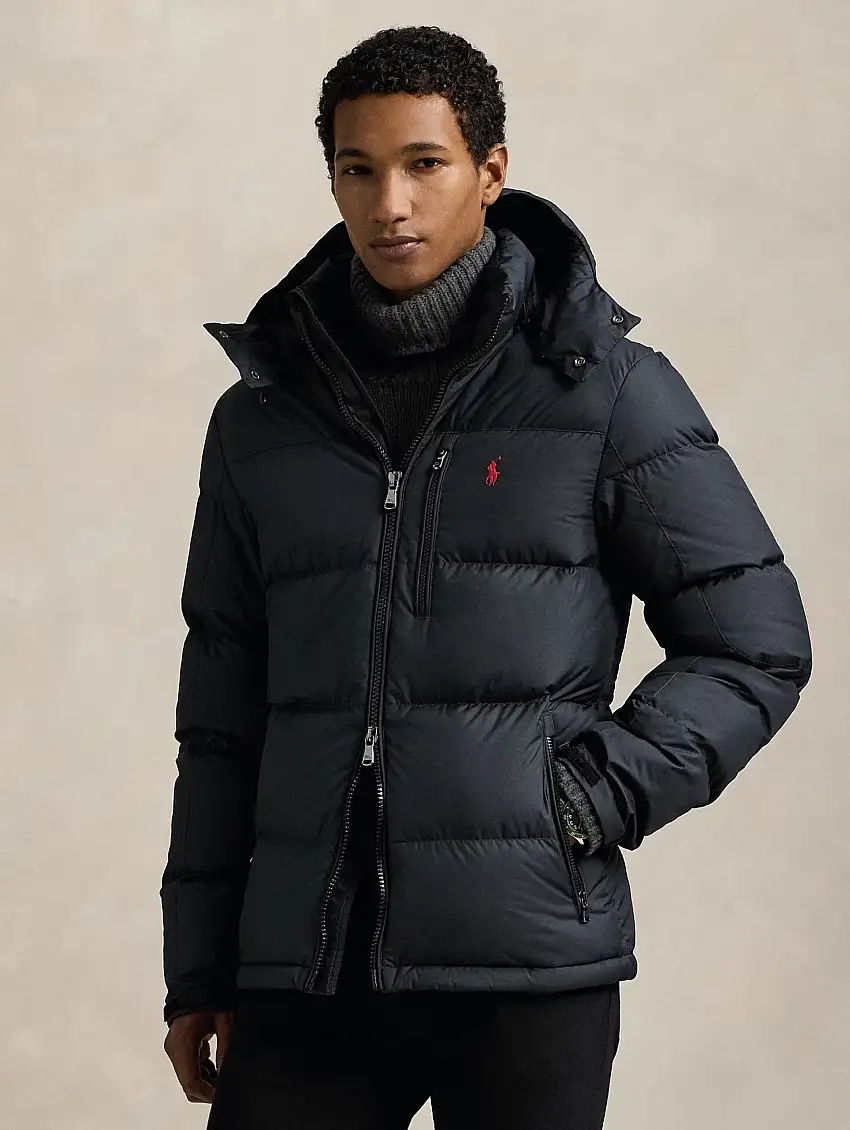 Giacca in Ripstop Idrorepellente con Cappuccio Nero