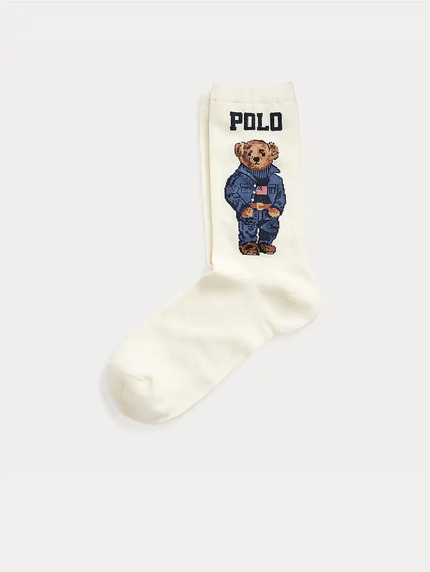Calze Sportive con Polo Bear Avorio