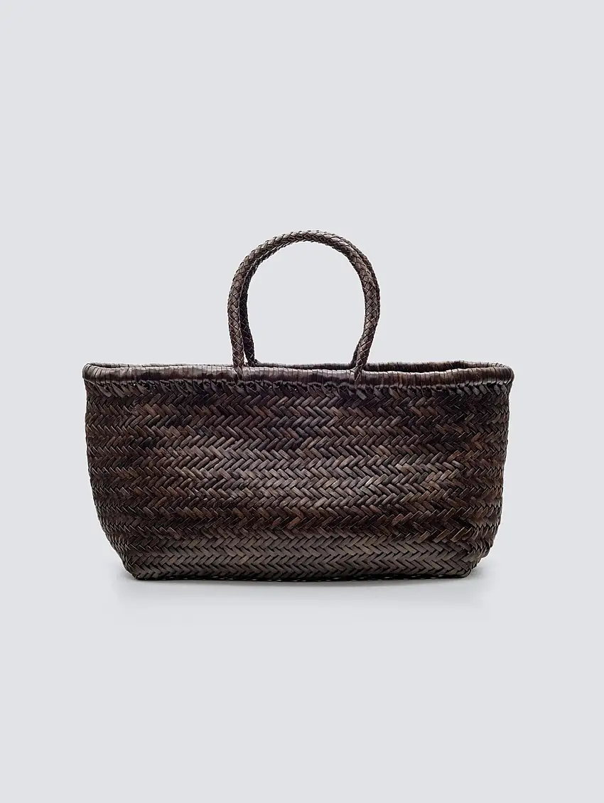 Borsa a Cestino Intrecciato Diagonalmente Bamboo Triple Jump Big Marrone