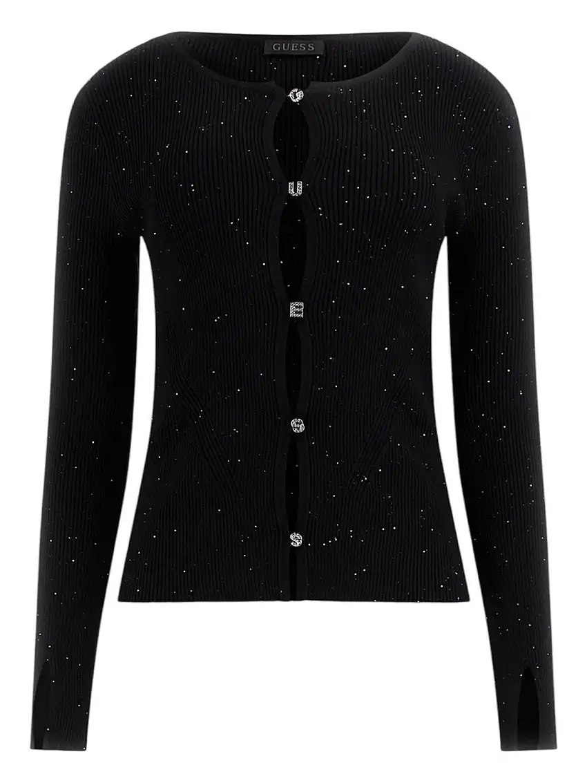 GUESS Women's Cardigan EDEN CN LS CARDI SWTR W5RR17 Z34O0 JBLK Black