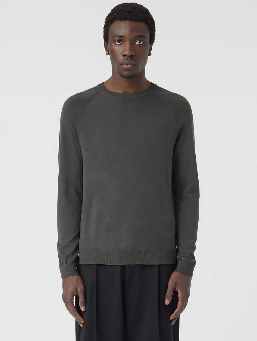 Maglia in Lana Merino con Manica Raglan Asfalto