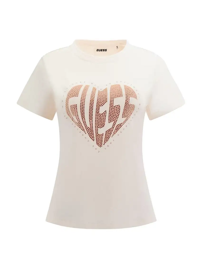 GUESS SPORT Women's T-shirt JULIA RHINESTONE SS V5RI08 J1314 G6K5 White