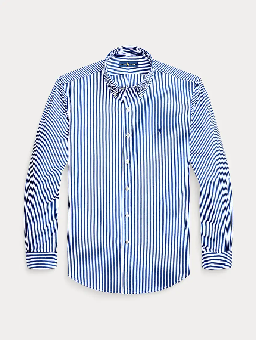 Camicia a Righe Custom Fit Blu/Bianco