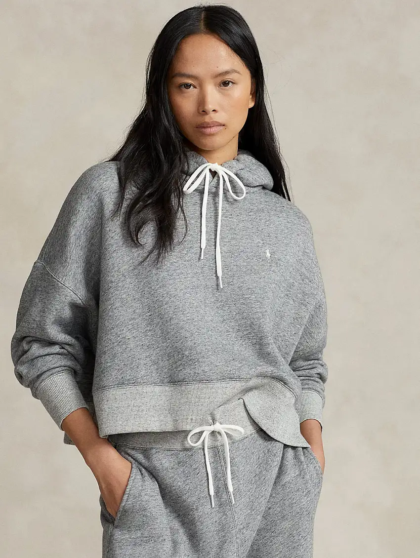 Felpa Casacca con Cappuccio Grigio Melange