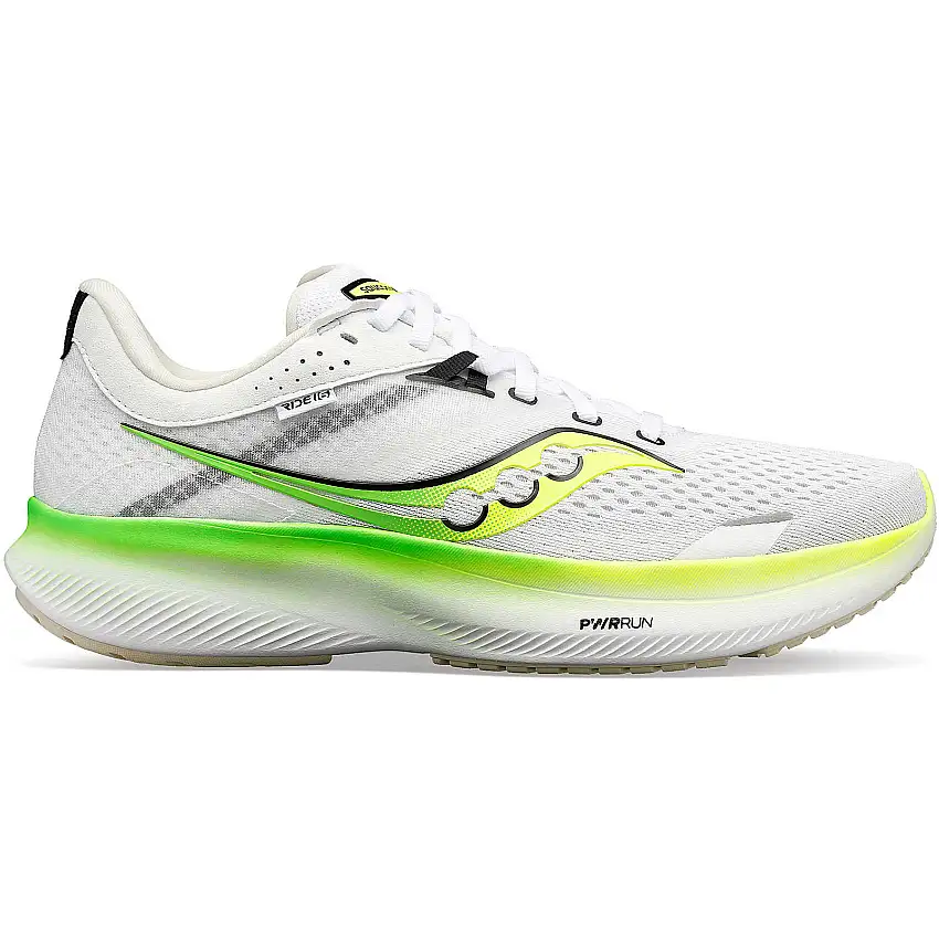 Saucony Ride 16 Shoes White/Green/Fluorescent Yellow