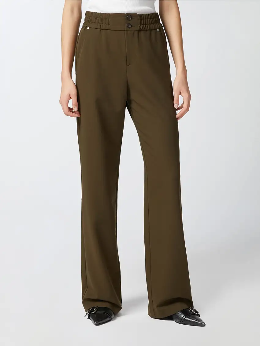 Pantaloni Vita Alta con Gamba Dritta Verde