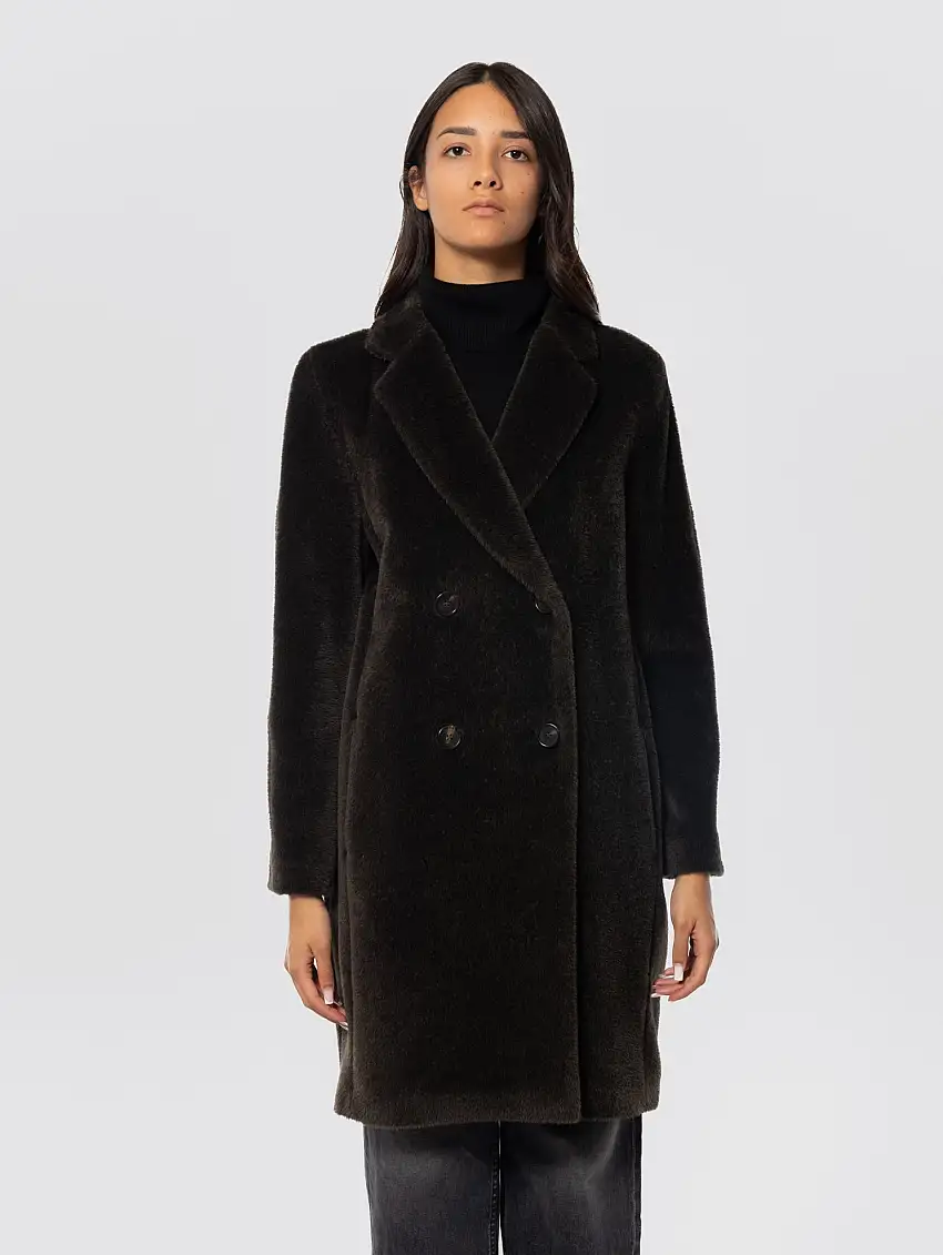 Cappotto Doppiopetto in Alpaca e Lana Roseto Verde Boreale