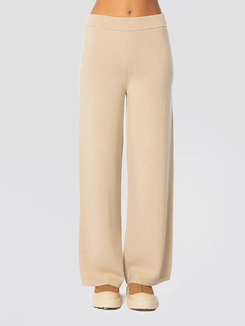 Pantaloni in Maglia dalla Linea Dritta Albino