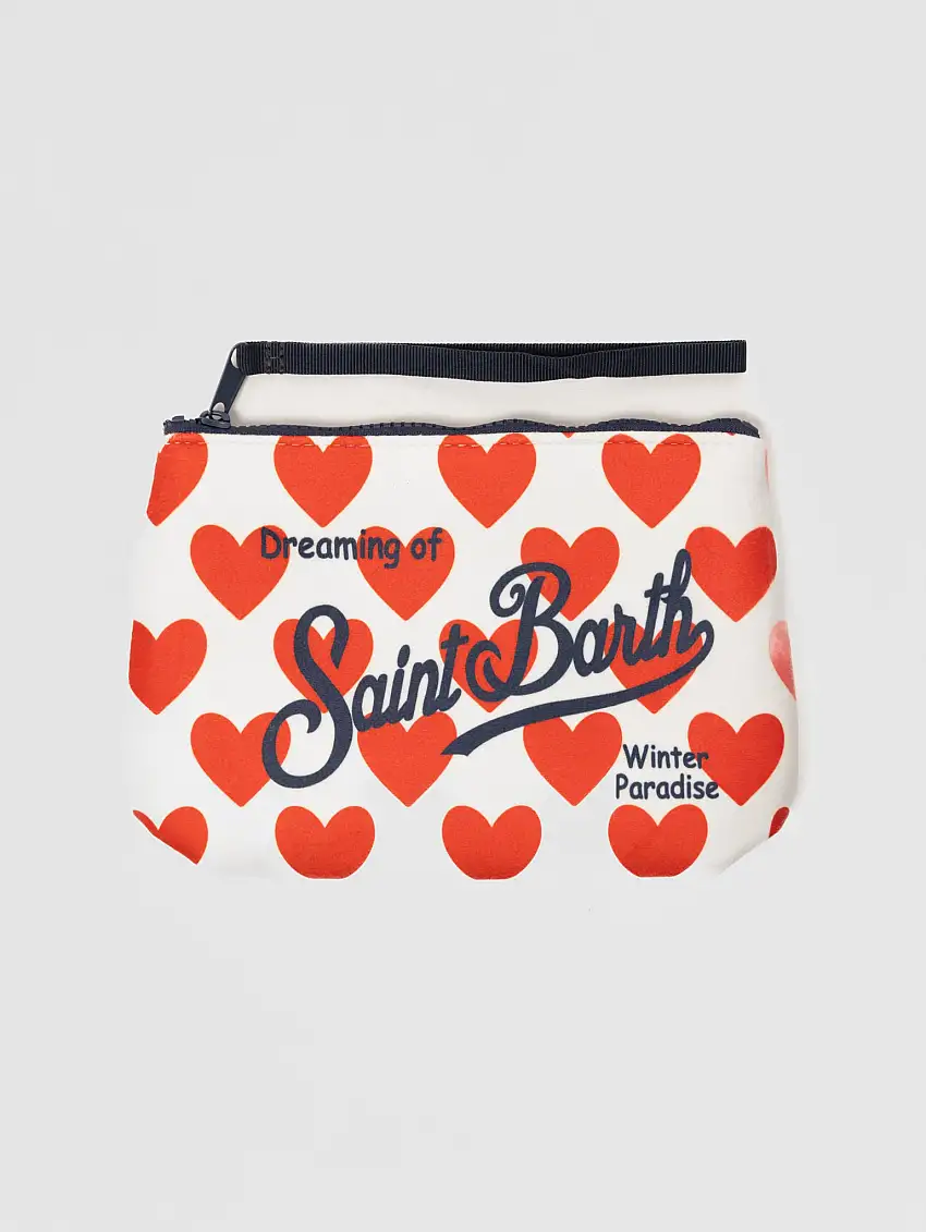 Pochette Soffice al Tatto Stampa Cuori Rosso/Bianco