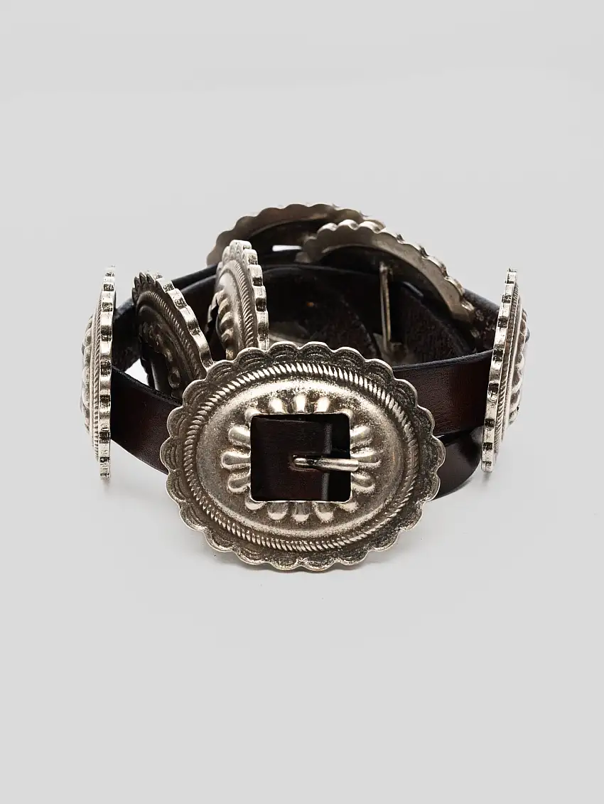 Cintura con Fibbie in Acciaio Testa di Moro