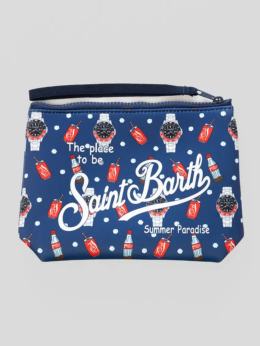 Pochette in Neoprene con Stampa Blu