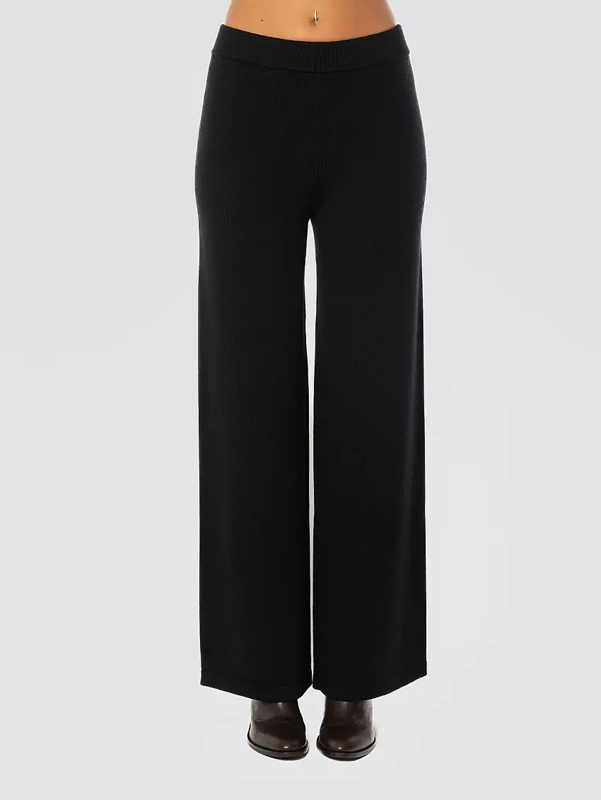 Pantaloni in Maglia dalla Linea Dritta Nero