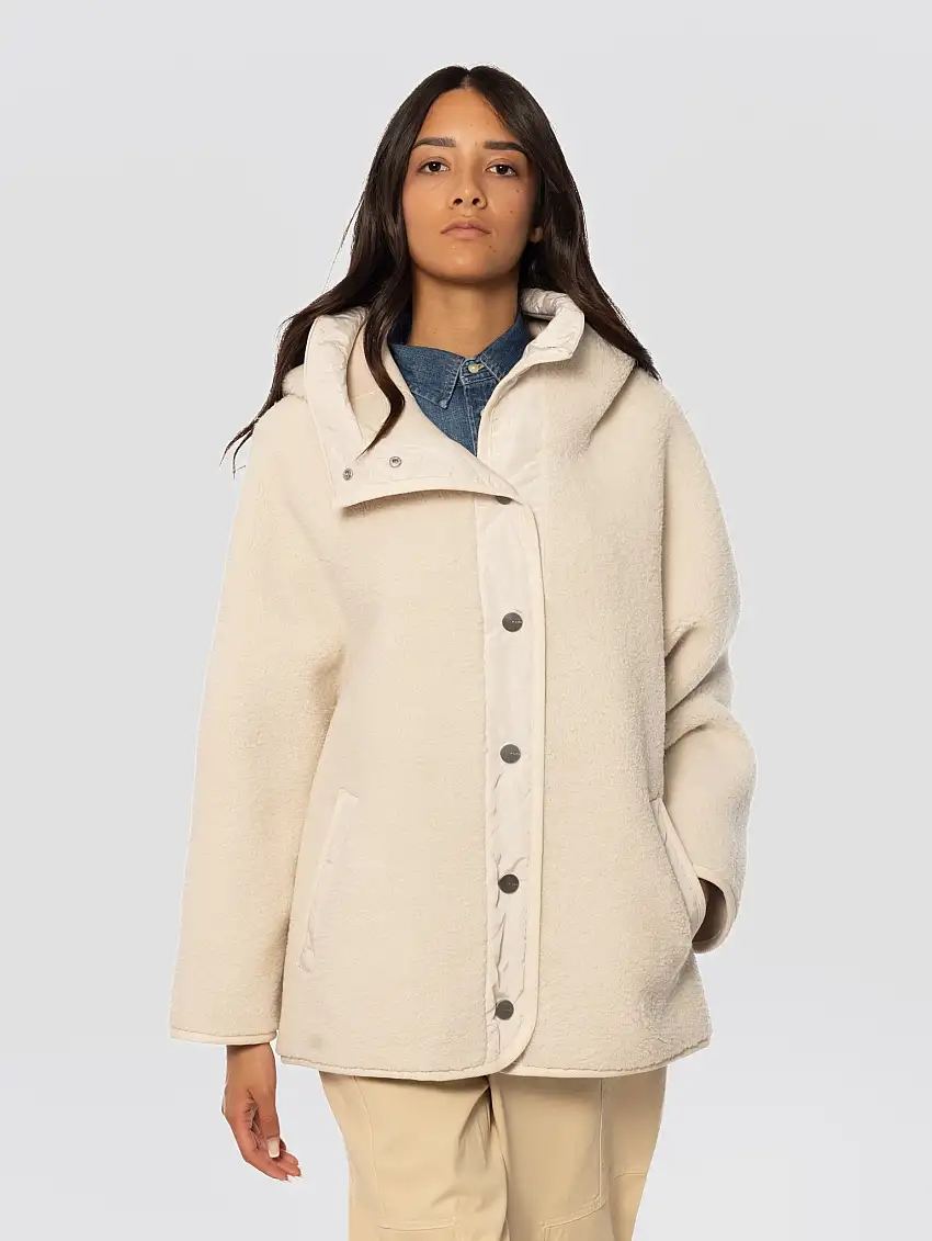 Cappotto Corto in Semilpelliccia Effetto Teddy Bianco