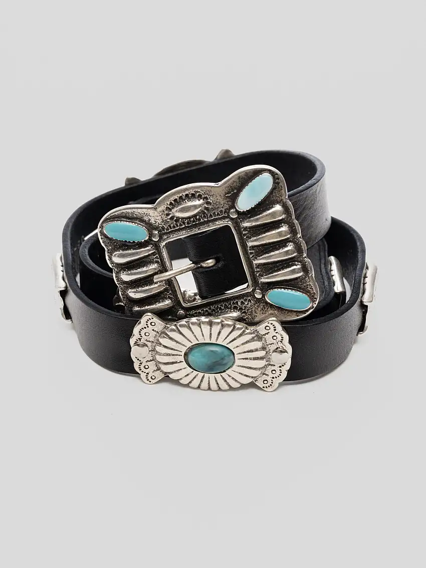 Cintura in Pelle con Borchie Nero