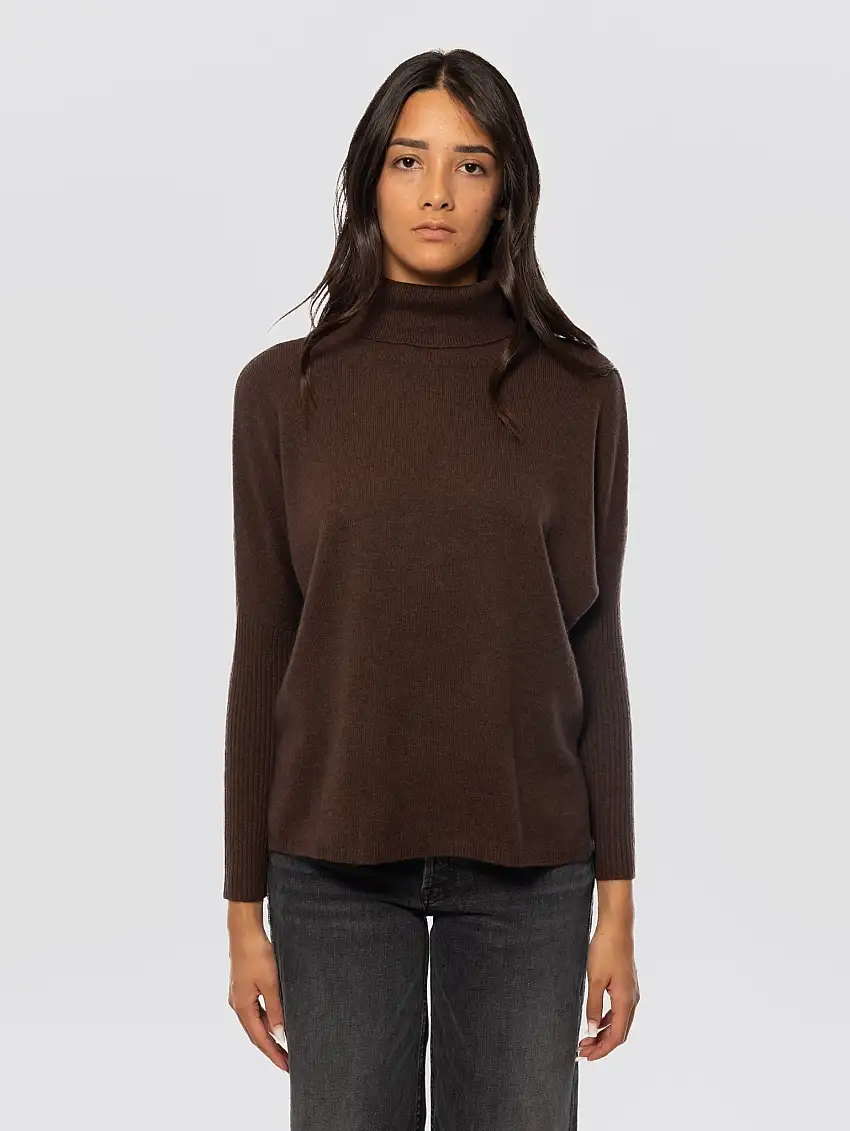 Maglia Collo Alto in Cashmere Caffè