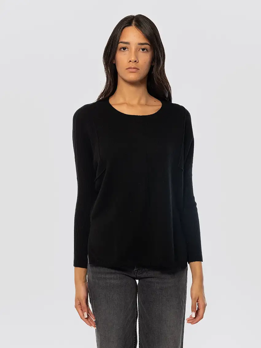 Maglia Girocollo in Cashmere Nero