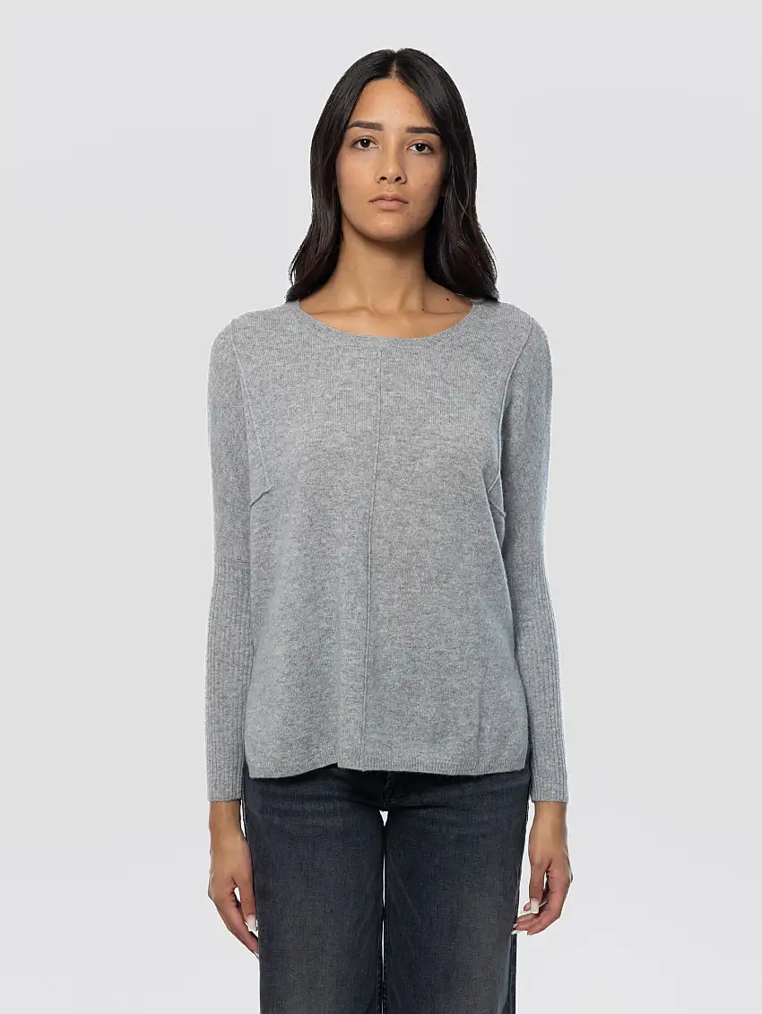 Maglia Girocollo in Cashmere Grigio